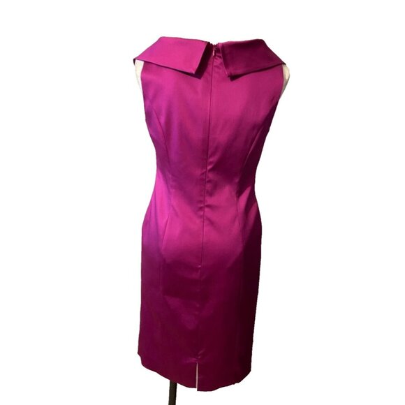 Kay Unger Dress Raspberry Pink 6 Silk Lined Portrait Collar Wedding Party Cruise - Picture 4 of 7